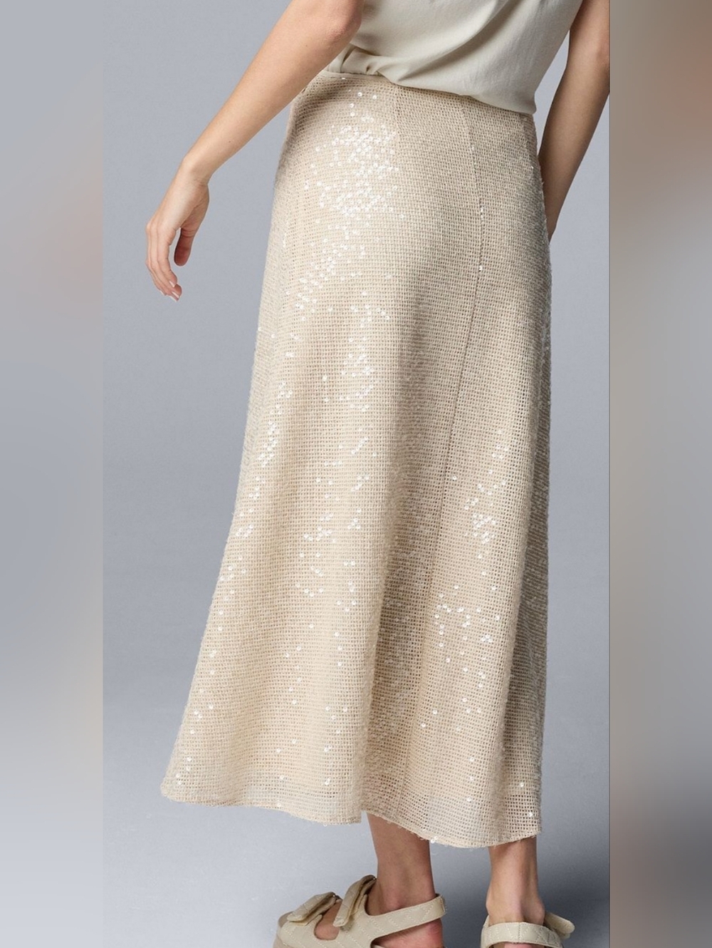 Simply Vera Vera Wang Ivory Sequin A-Line Skirt - Picture 4 of 15